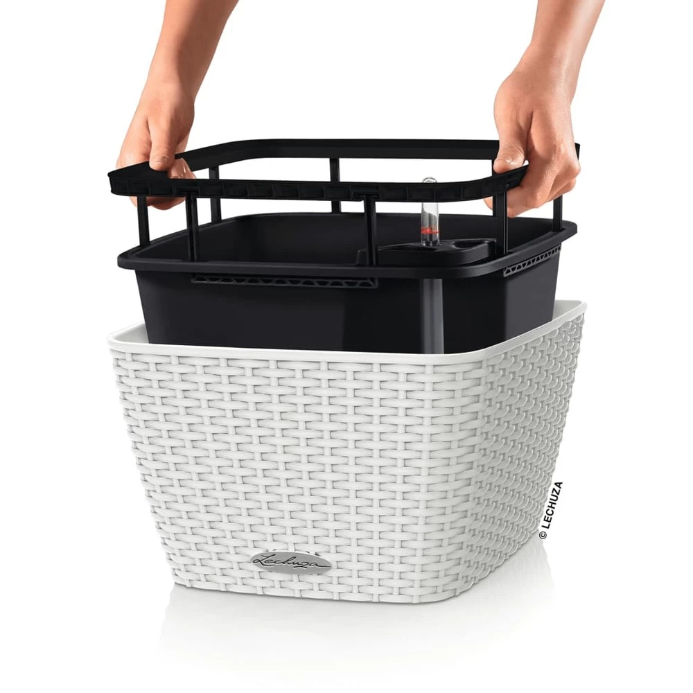 LECHUZA Jardinière Bacino Cottage All-in-one 30x30 Cm Blanc – Image 3